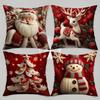 ¡La elección para la coración l hogar! 4 fundas  almohada estilo Navidad, añadiendo ambiente festivo al hogar, 40cm * 40cm