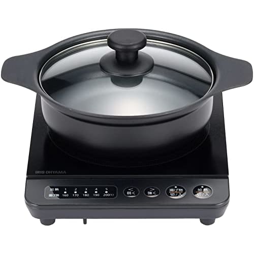 Iris Ohyama IH Komfyr 1 Brenner IH Cooking Varmeapparat Bord Grytesett 1000W Svart IHKP-T3820-B