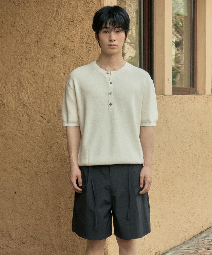 Wednesday Oasis Washable Minimal Henley Neck Half Knit_Ivory(Wc26Kn46)