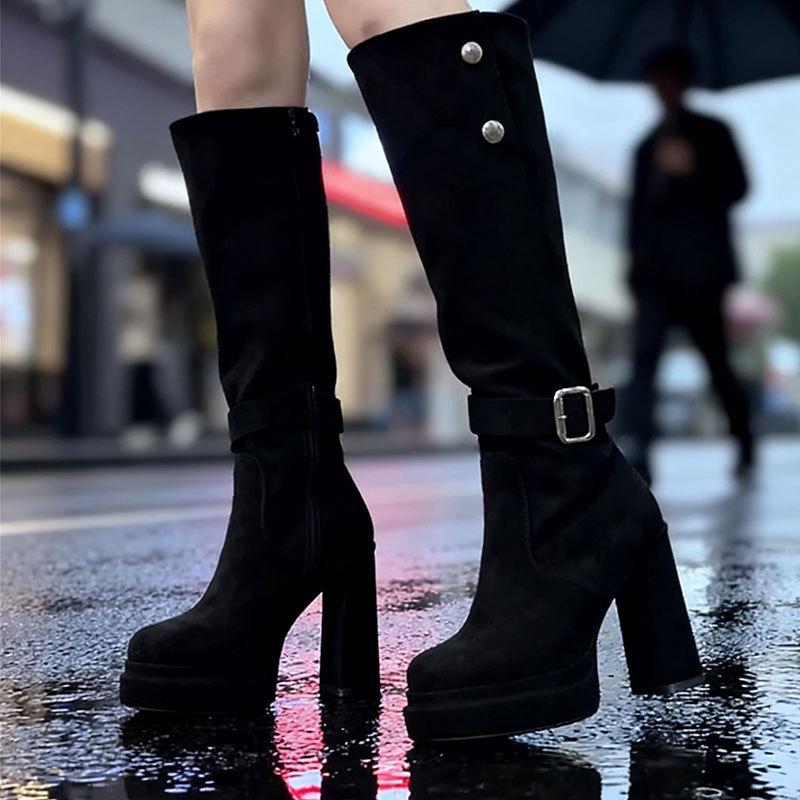 Fashion Two Wear Boots Women 2025 Autumn and Winter Retro Versatile Thick Heel British Style High Heel Knight Boots Fashion Boots Tide