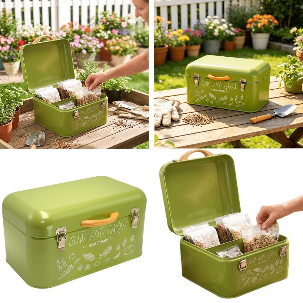 Metal Seed Storage Box Waterproof Storage Container Nordic Style Sorting Box Outdoor Gardening