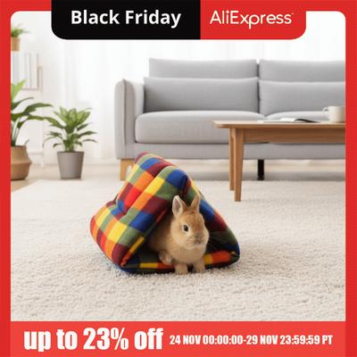 Halbgeschlossenes Kaninchen Baumwollnest Verdickt Warm Haustier Versteck Hütte Bequem Weich Hamster Dreieck Zelt Herbst und Winter