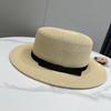 Summer New Flat-top Straw Hat Seaside Vacation Big Eaves Sunshade Sunscreen Hat Children's High-quality Fine Grass Top Hat