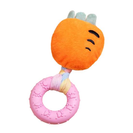 Haustier Kauspielzeug Cartoon-Figuren Weicher Plüsch TPR Kauspielzeug-Ring mit eingebautem Geräusch