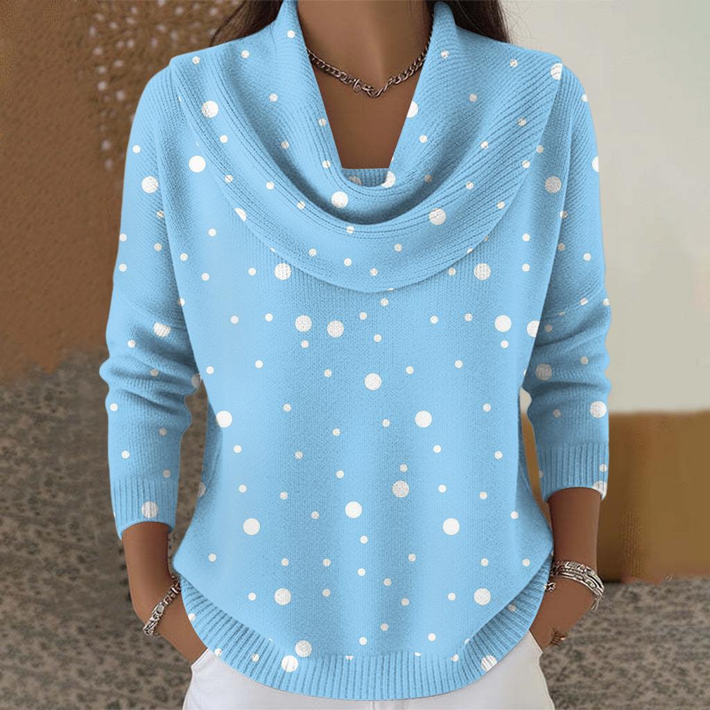 Women's Casual And Fashionable Round Neck Long Sleeved Printed Top Sweater