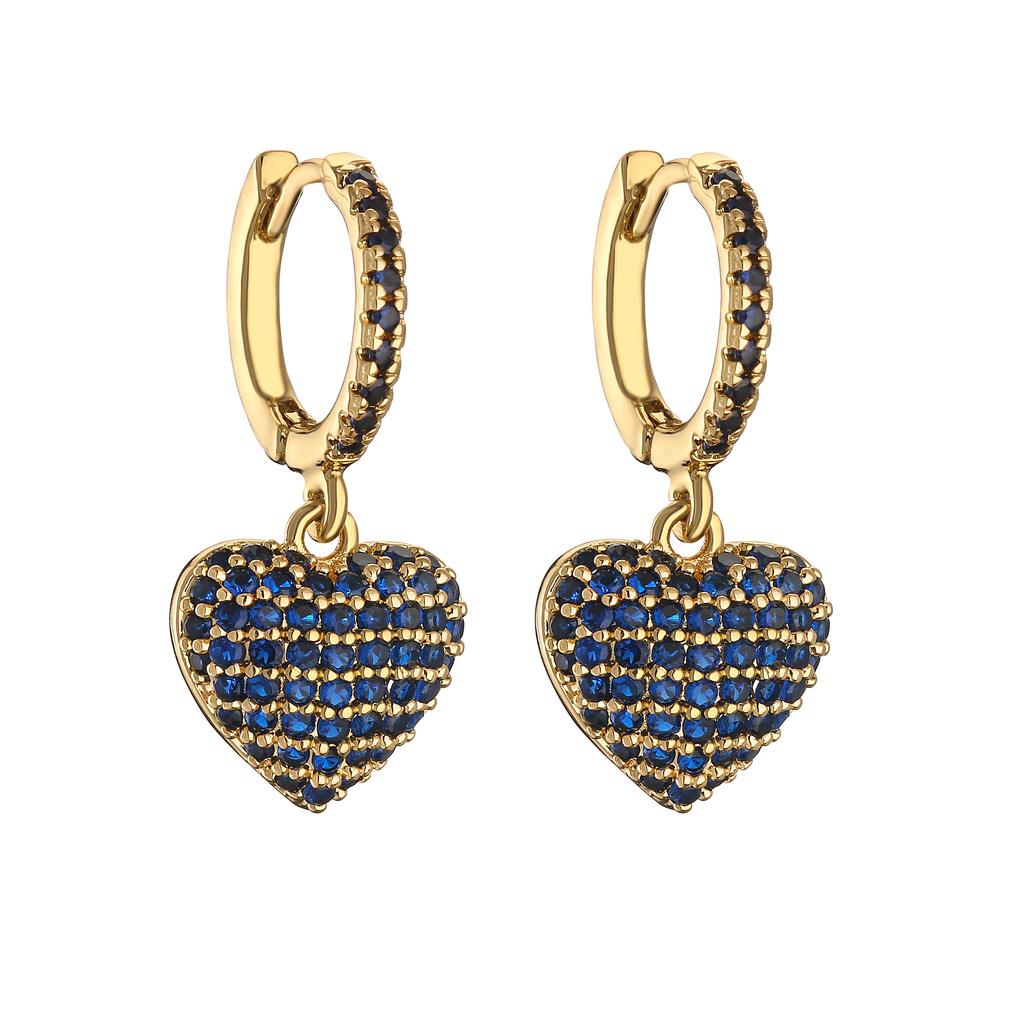 HECHENG,Hot Sale Fashion Copper Color Heart Hoop Earrings For Women Shining Cute Earrings Brincos Wedding Fine Zircon
