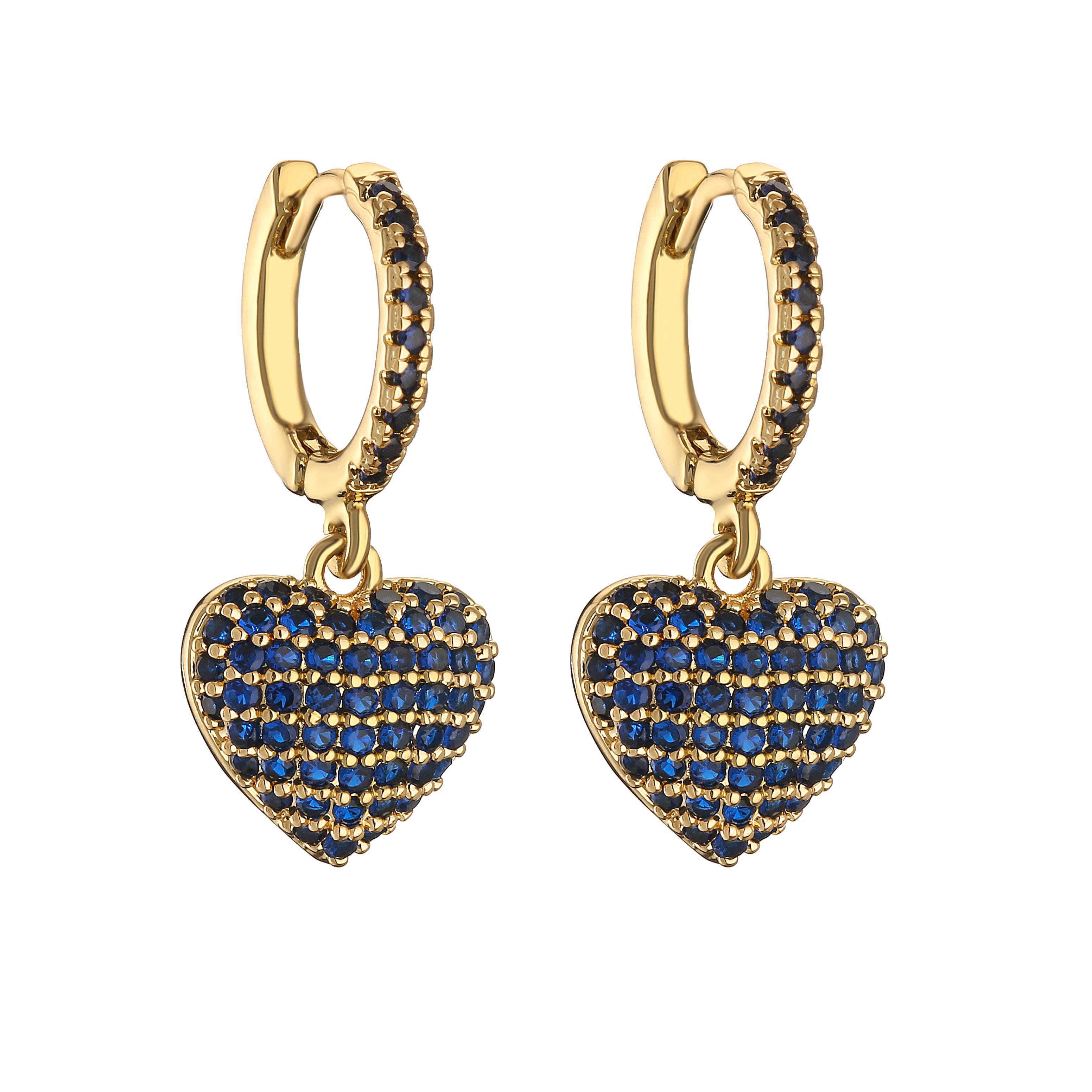 

HECHENG,Hot Sale Fashion Copper Color Heart Hoop Earrings For Women Shining Cute Earrings Brincos Wedding Fine Zircon