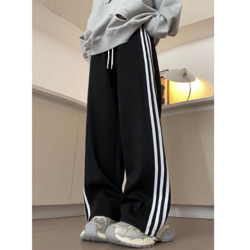 

Unisex Korean-Style Summer Striped Loose Straight-Leg Casual Pants XXL