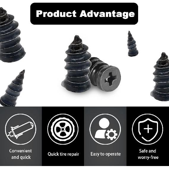 60Pcs Tire Repair Rubber Nail, Rubber Screw Tire Plugs Self-Service Vacuum Tire Repair Nail Kit Tires Quick Puncture Repair Tools For Auto