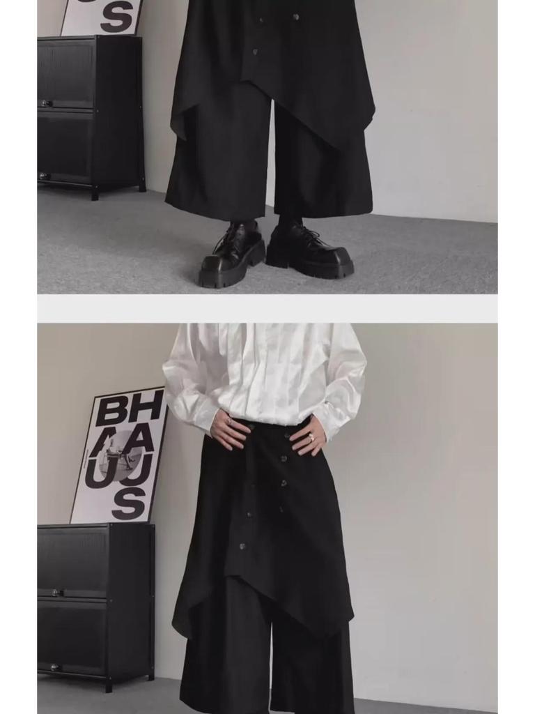 High-Grade Yamamoto-Style Irregular Buttoned Culottes for Men and Women