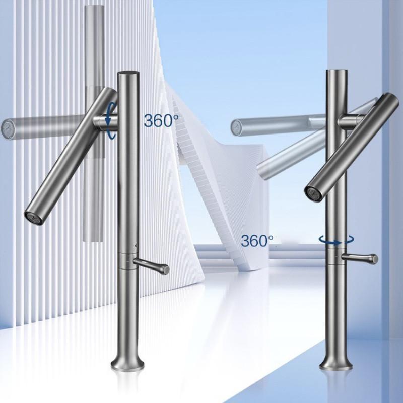 Rubinetto per Lavello da Cucina Acciaio Inossidabile 304 Miscelatore Acqua Fredda e Calda Monocomando Rotazione 360° Cartuccia Ceramica