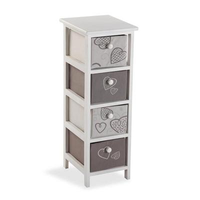 Cozy Bathroom Shelf Cabinet - 72 X 25 X 30 Cm - Chest of Drawers with 4 Wooden Storage Drawers - Grey and White - Versa