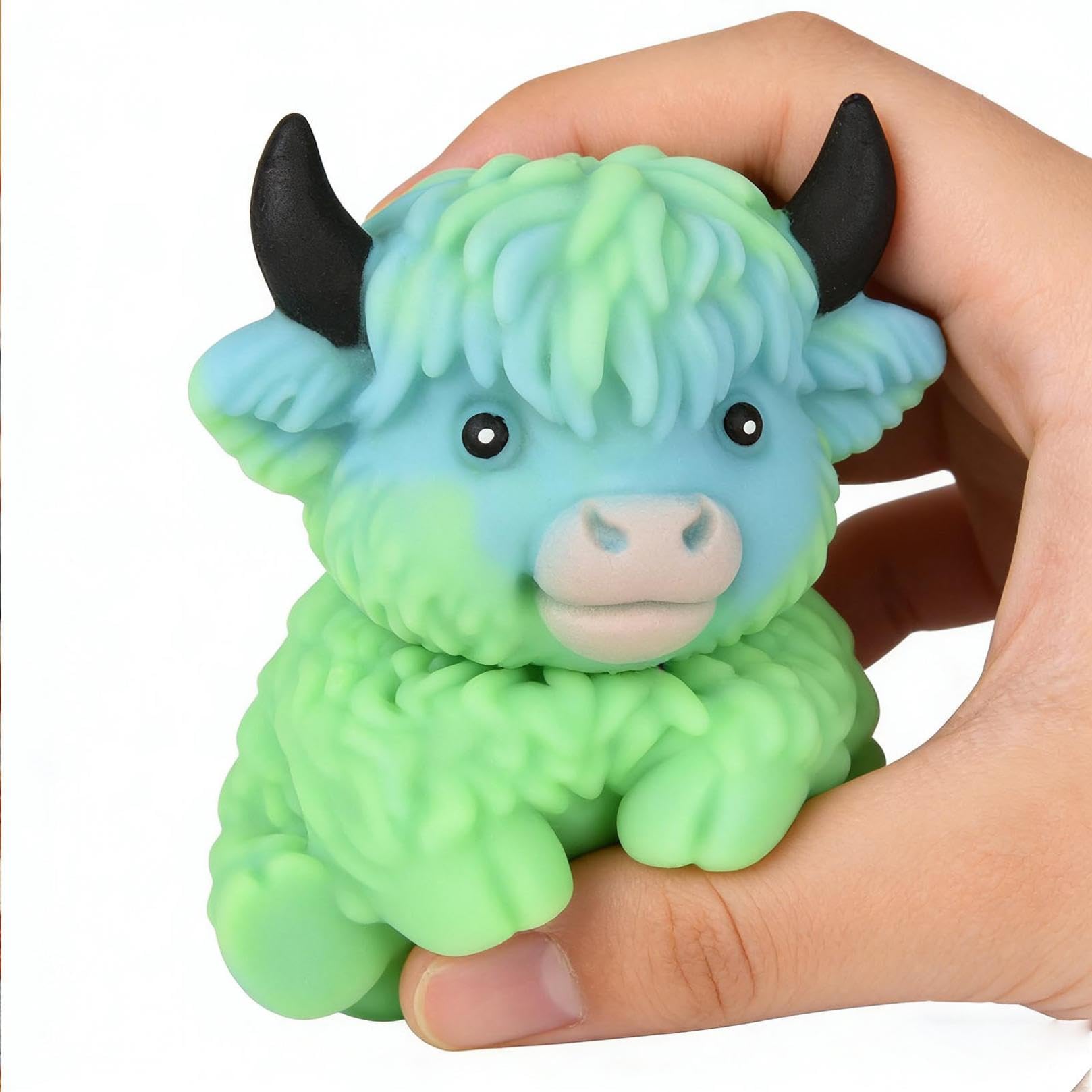 Gradient Highland Cow Squishies Stress Toy – Slow-Rising Stress Relief Fidget, Cute Cow Squeezable Stress Balls for Adults (Purple) зелёный