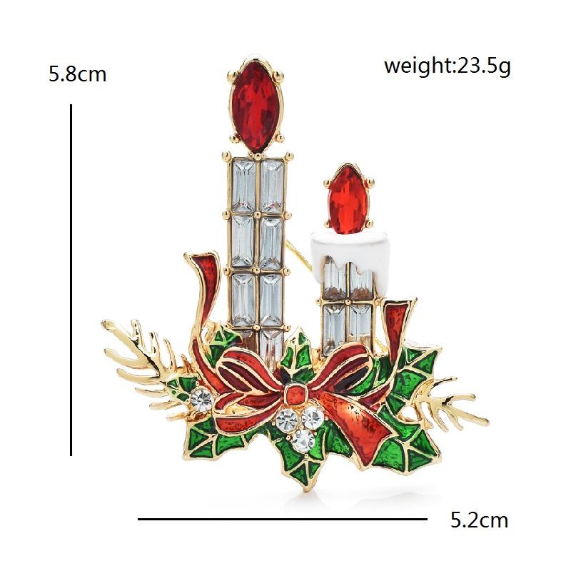 

Charming Candles Brooches For Women Rhinestone Enamel Light New Year Christmas Brooch Pins Gifts