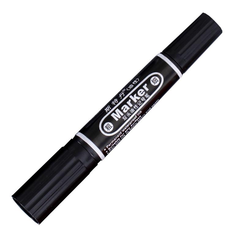 Double-Ended Oil-Based Markers,Large-Tip Pen Refillable High-Capacity Logistics Marker, 6mm-1mm Nib,Quick-Drying,Non-Erasable