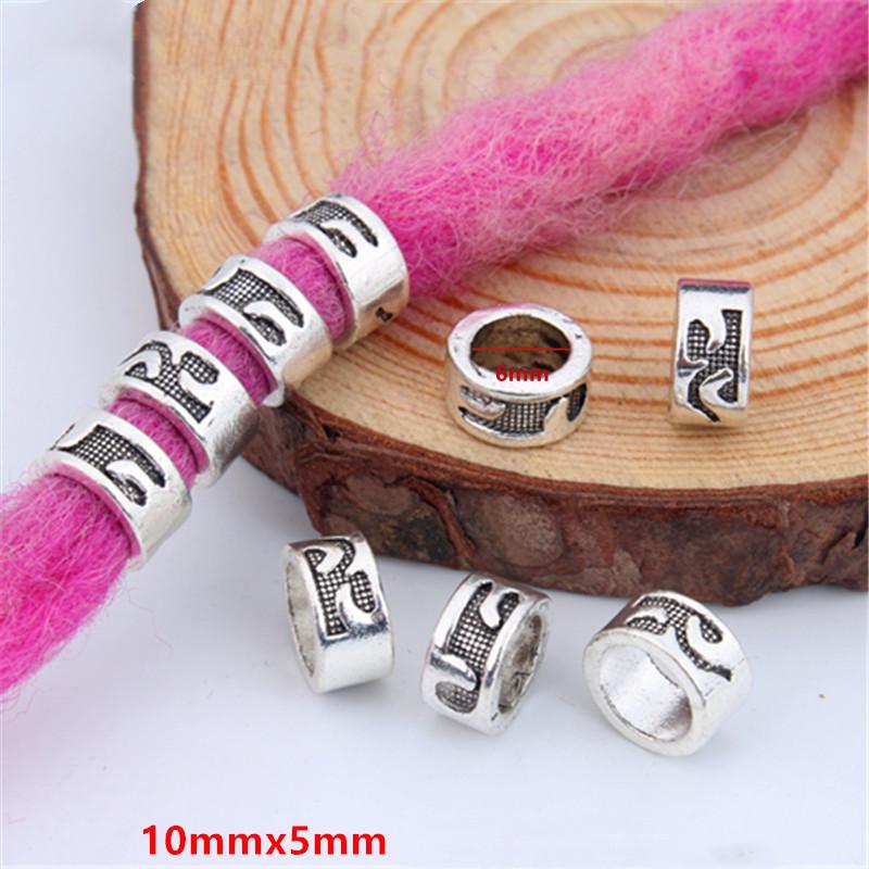 5pcs/bag Silver Metal Hair Rings Braid Dreadlocks Bead Hair Cuffs Dread Tube Charm Dreadlock for DIY Hair Accessaries