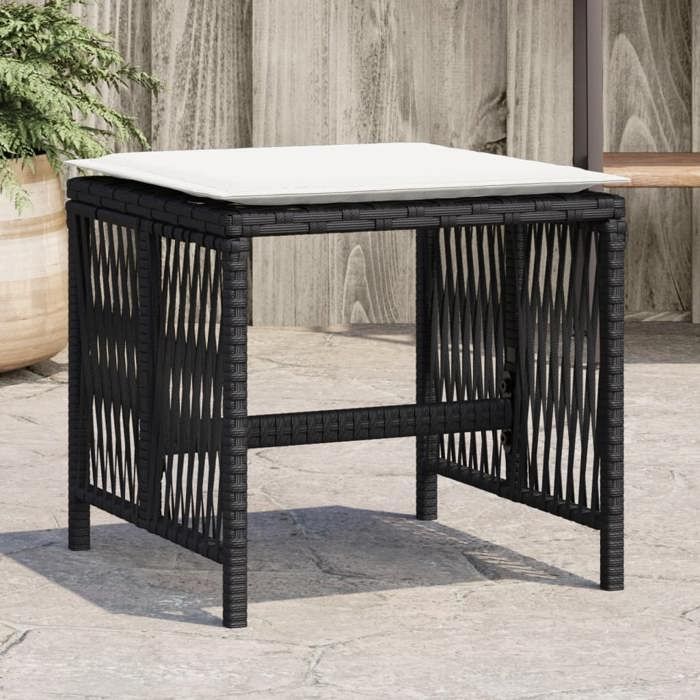 VidaXL Lot de 4 Tabourets de Jardin avec Coussins, Chaises de Patio, Sièges de Terrasse, Meubles d'Extérieur Arrière-cour, 365055