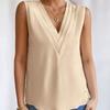 Summer New Pleated V-neck Solid Loose Shirt Women Sleeveless Elegant Casual Woman Blouse Vintage Fashion Office Lady Plus Size Blouses Tops 24716