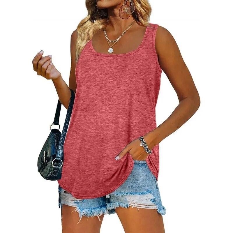 Sleeveless Square Neck Solid Women Tank Tops Fashion Loose Casual Summer Vest Women Elegant Plus Size Office Ladies Tanks Camis 30758