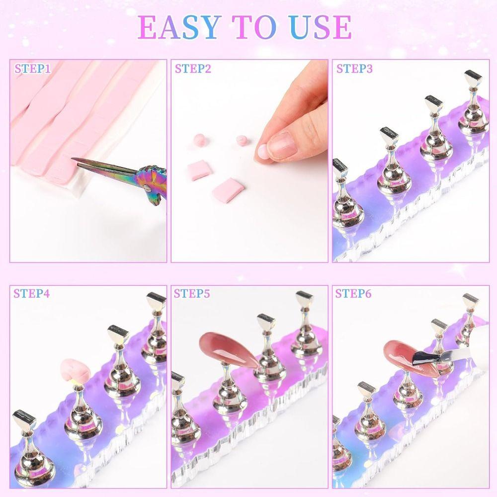Magnetic Base Nail Stand 2 Base Nail Art Practice Holder Nail Display Stand  Nail Painting