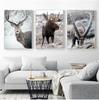 Scandinavian Poster and Print Winter Nature Landscape Canvas Painting Beer Deer Animal Wall Art Picture Nordic Style Home Decor No Frame