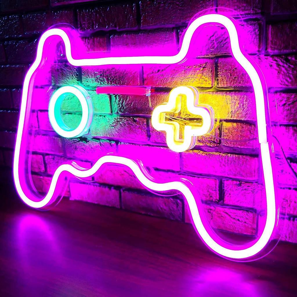 Światło LED Neon Kontroler do Gier z Przezroczystym Panelem Tylnym - Dekoracja Pokoju Gier i E-sportu dla Fajnej Atmosfery
