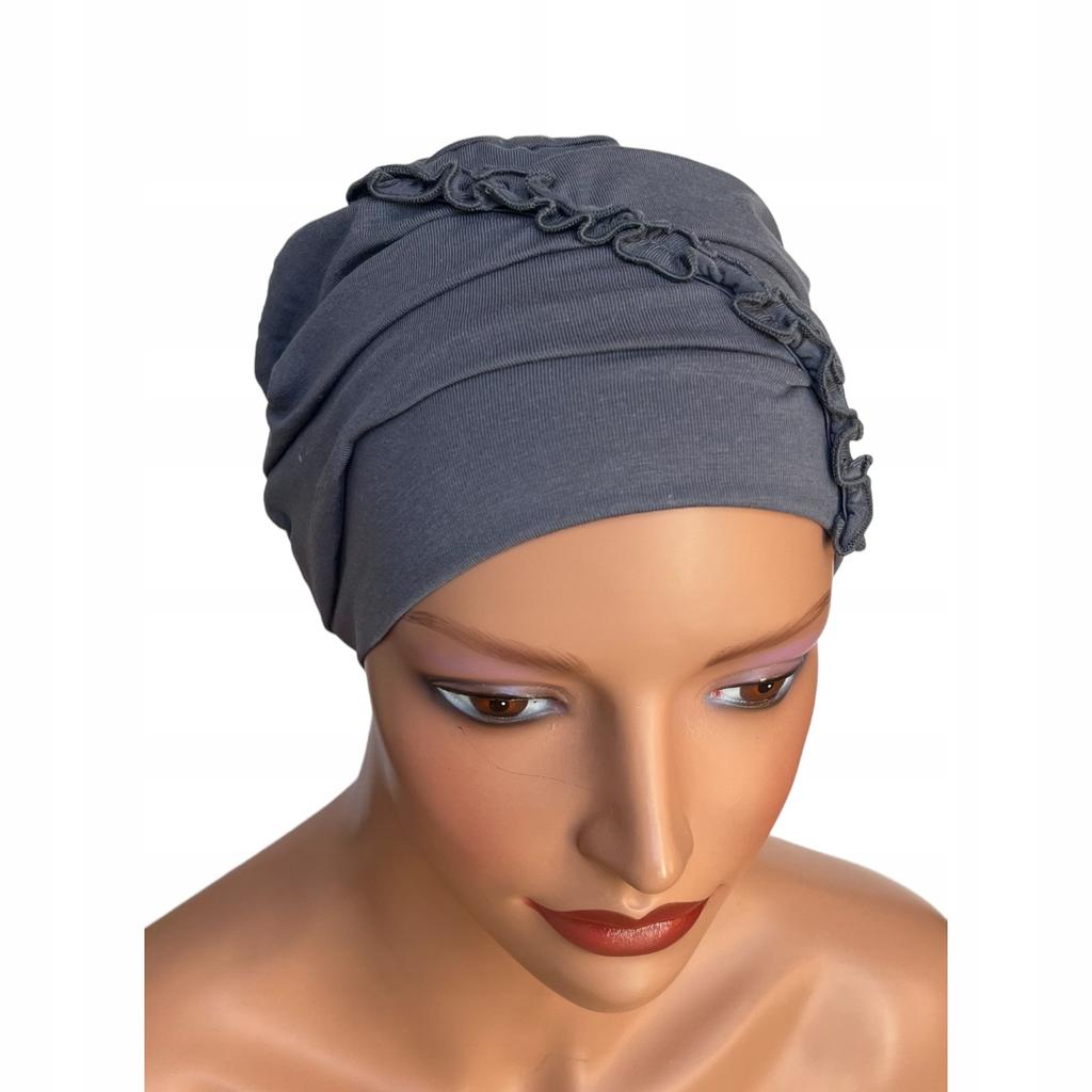 Turban Kalina Z Bambusa Ciemny Popiel Czapka Podwójna Także Po Chemioterapi
