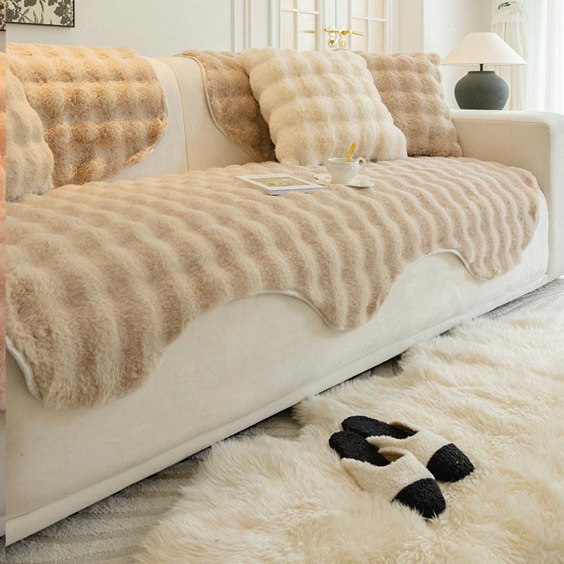Thick Faux Rabbit Fur Sofa Covers, Luxury Couch Cover, Ultra-soft, Warm, Non-slip, Armchair, Furniture Slipcover, 2, 3 Seaters