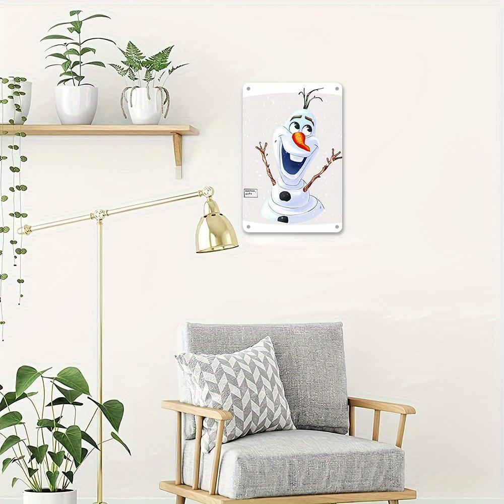 1pc Olaf Metal Tin Sign 8x12 Inch - Vintage Wall Art with Snowflakes, Classic Cartoon Design for Home, Bar, Cafe, and Room Decor