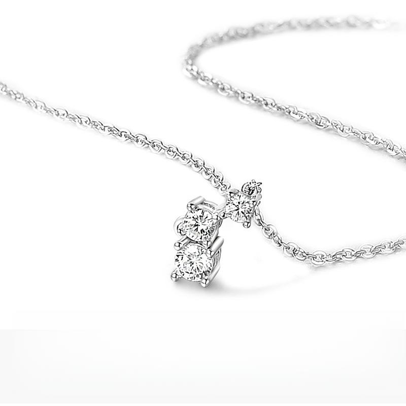 Single Zircon Necklace Geometric Round Diamond Collar Chain Temperament Simple Neck Chain Female