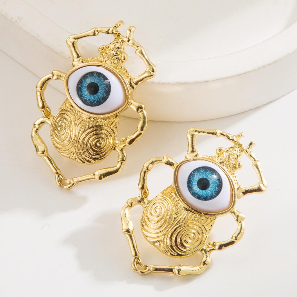 Exaggerated Insect Earrings Fashion Creative Oil Drop Devil's Eye Studs Personality High-end Earrings