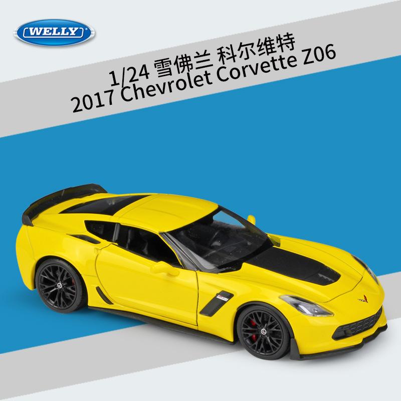WELLY 1:24 Chevrolet Corvette Z06 2017 Alloy Car Diecasts & Toy Vehicles Car Model Miniature Scale Model Car Toy For Children