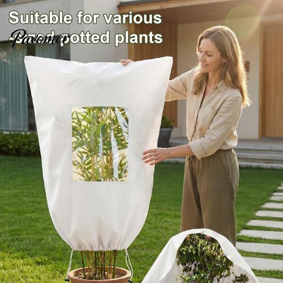 Frost Shield for Small Trees And Shrubs Plant Protection Cover with Viewing Window, Extra Thick Non-woven Winter Weatherproof Blanket Cold Climate