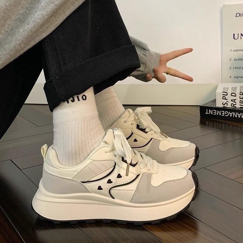 High-value Sports Women's New Thick-soled Heightening Simple Dad Shoes Versatile Korean Version of Casual Soft-soled Breathable Forrest Gump Shoes