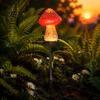 Patio Lawn Path Illumination Solar Mushroom Garden Stake Light, Resin Fairy Lamp with Energy Saving Outdoor Lighting Warm Glow, Waterproof Yard Decor