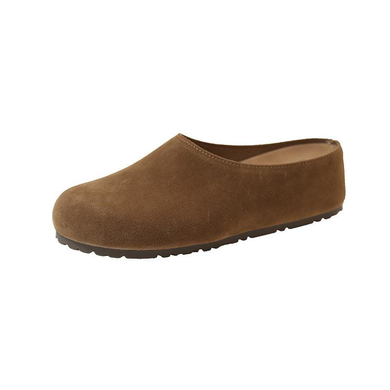 Retro half-drag new spring slack suede bag head lazy non-slip half-slippers outer wear