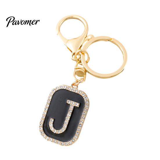 26 Alphabet Charm A-Z Rhinestone Letter Keychain, Zinc Alloy Capital Keyring, Plated for Handbags and Backpacks Decorative Key Accessory