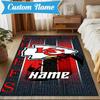 Custom Name Kansas Skull Pride Rug Game Carpet, Floor Mat for Bedroom Living Room Entryway Rug, Home Decor Idea Gift for Christmas Birthday