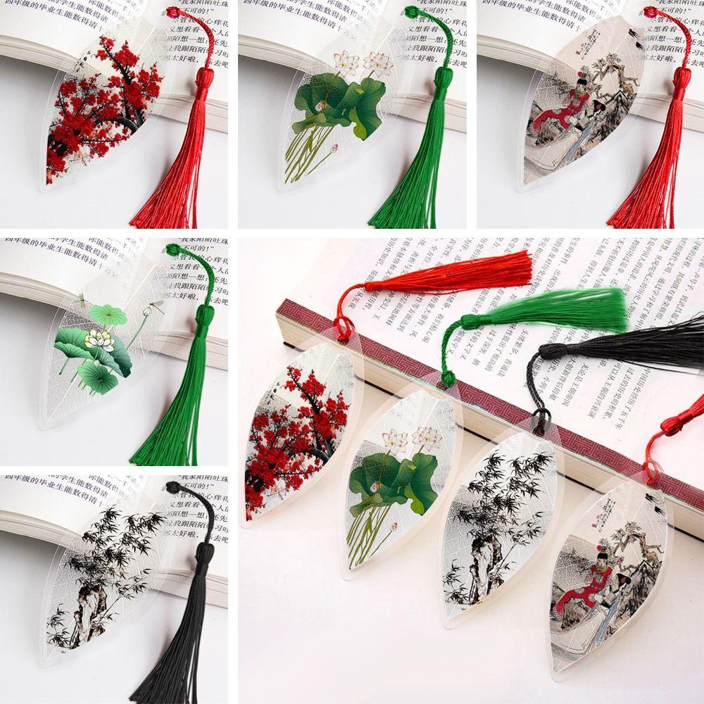 Chinese Archaic  Bookmarks Colorful Leaf Vein Bookmark Landscape Painting Bookmarks  Students