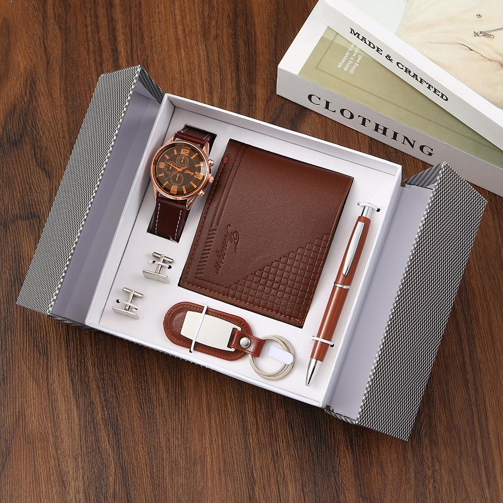 Set de Regalo para Hombre, Cartera + Reloj + Caja para Cinturón, Regalo de San Valentín Día del Padre para Novio Amigo