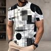 Men S Plus Size Round Neck Short Sleeve Geometric Printed T Shirt Black White Grey Straight Hem Pullover