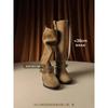 Sheepskin Version Yang Mi Suede Pastoral Boots Women's New Maillard Boots Long Boots Pleated Pile Knight Boots
