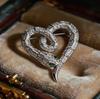 Copper Zircon Love-shaped Animal Snake Brooch Clothing Accessories Corsage Gift