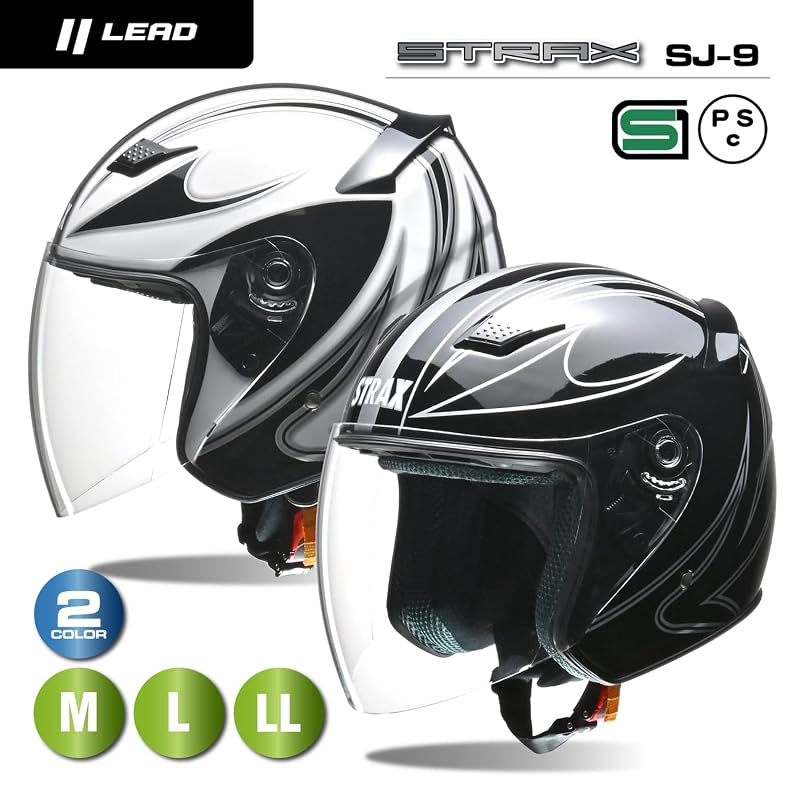 LEAD Industries (LEAD) Motorcycle Helmet Jet STRAX Black LL SJ-9 -