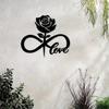 Iron Wall Art Black Rose Infinite Symbol Romantic Home Decor Gift for Wedding Anniversary Mother Day Modern Living Room Bedroom Decor