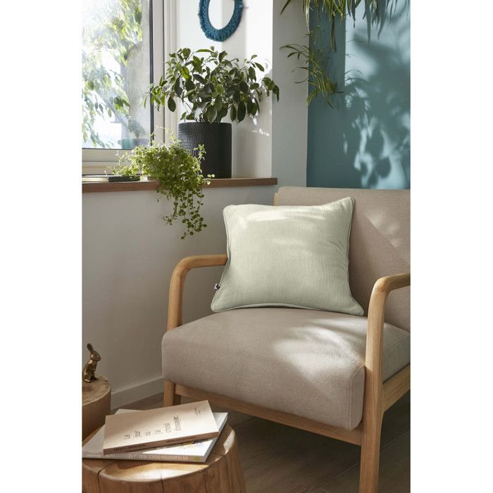 Coussin déhoussable avec passepoil "Gaïa" 45 x 45 cm "Gaze de Coton"