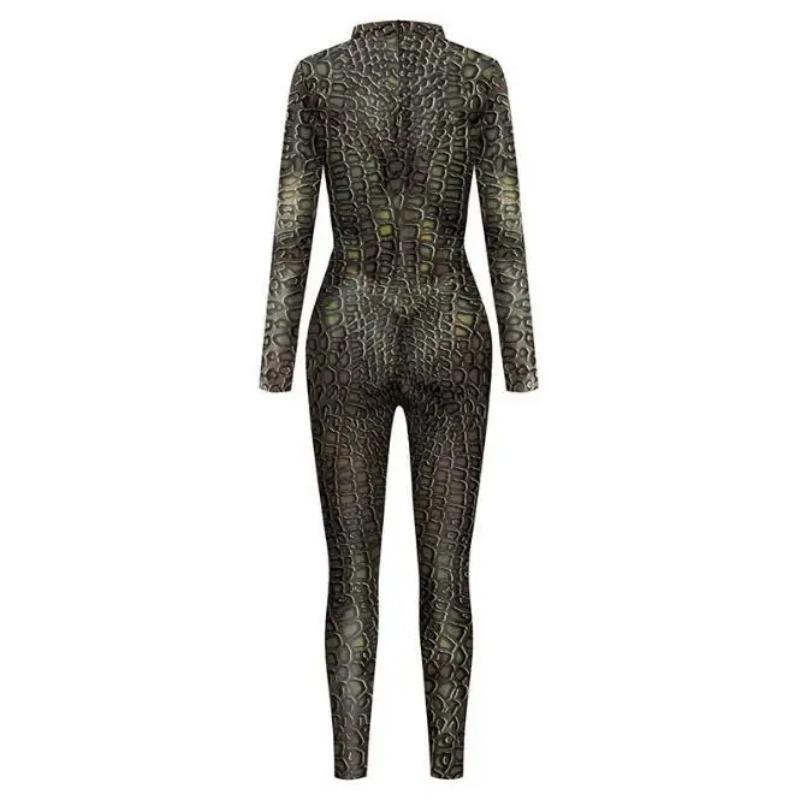 3D Krokodil Gedruckt Cosplay Body Kostüm Männer Frauen Schlange Haut Muster Zentai Halloween Party Overall Leistung Anzug