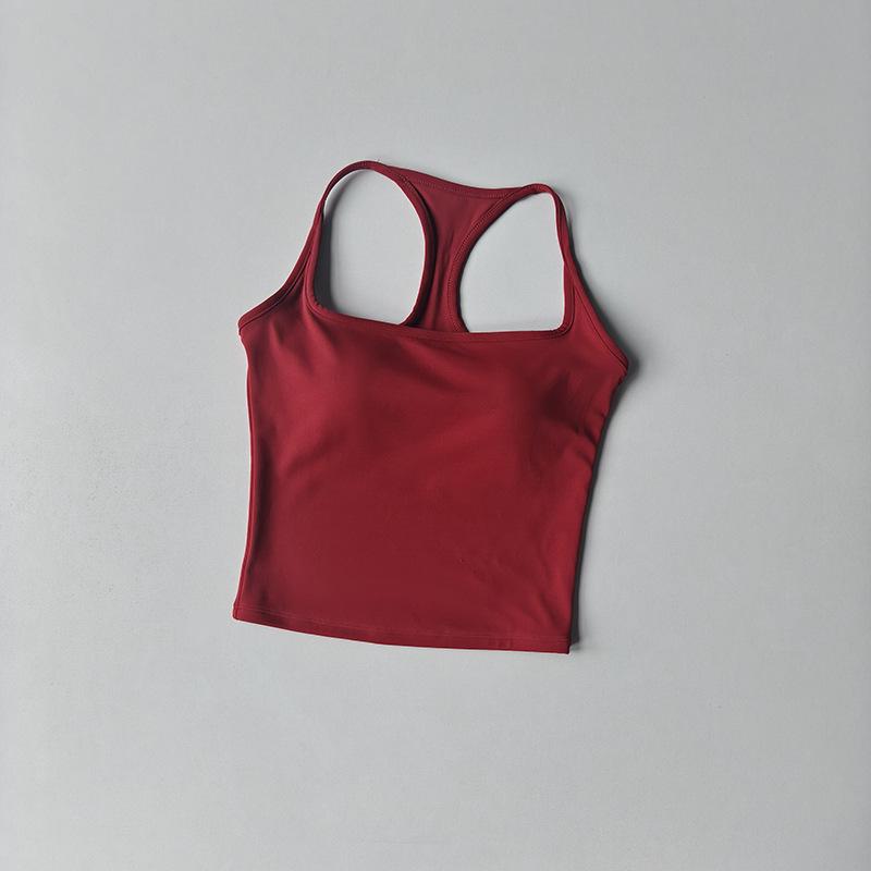 

Спортивный бюстгальтер-майка с гоночной спинкой в стиле колор-блок нюдового цвета - Приятный к коже, дышащий, на тонких бретелях, для йоги и пилатеса