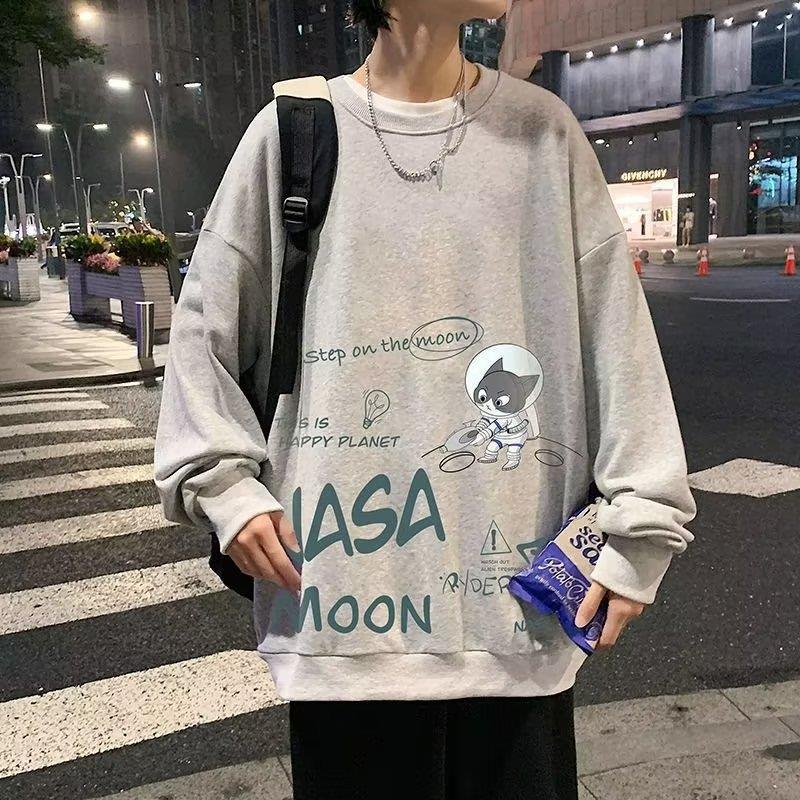 Pánské nadměrné tričko s dlouhým rukávem ve stylu high street na jaro a podzim - Trendy a všestranné