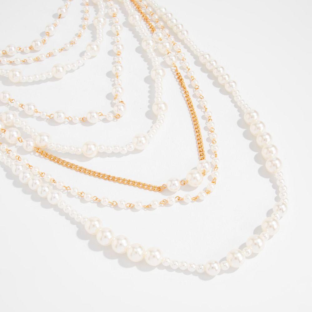 Baroque Pearl Sweater Chain Exaggerated Women's Clavicle Chain Multilayer Pearl Necklace Banquet